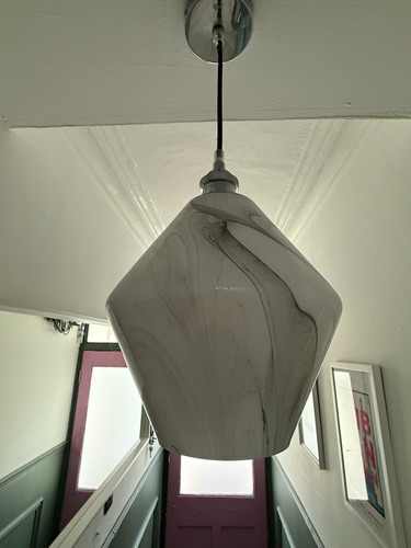White grey swirled glass - white/grey,