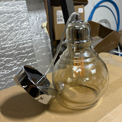 Amber glass round globe - glass,